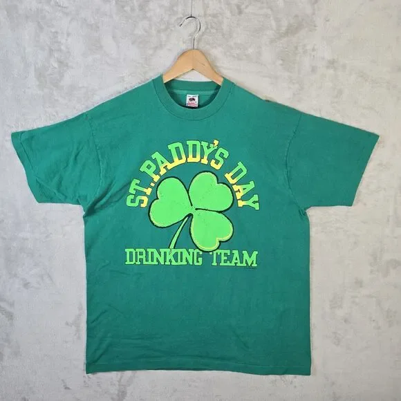 Vtg St Paddy's Day Drinking Team Single Stitch T-Shirt XXL USA Made St Patricks - Picture 2 of 9